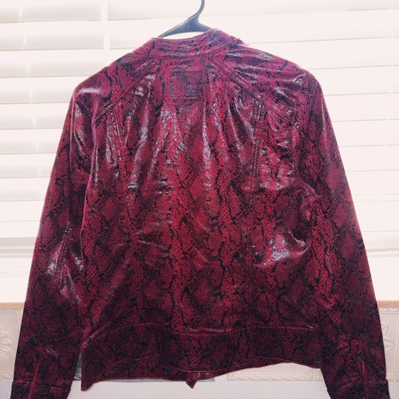 Red Snake Print Leather Jacket - Picture 7 of 7